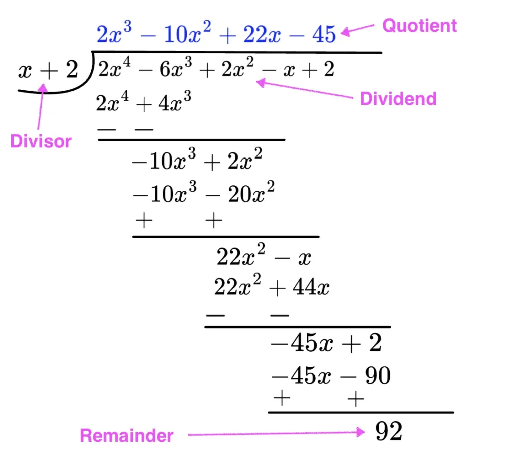 Exercise 2C RS Aggarwal Class 9 Question 2 Division Algorithm for the polynomials